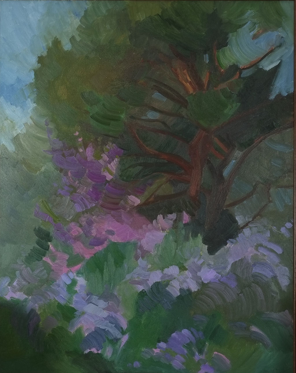 Lilas en el parque  naturaleza Oleo Susana de Reoyo - Lilas en el parque